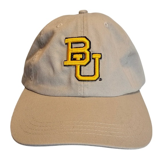 BU Baylor Bears Golf University Hat Cap Adjustable Beige Logo Embroidered Yellow - Picture 1 of 10